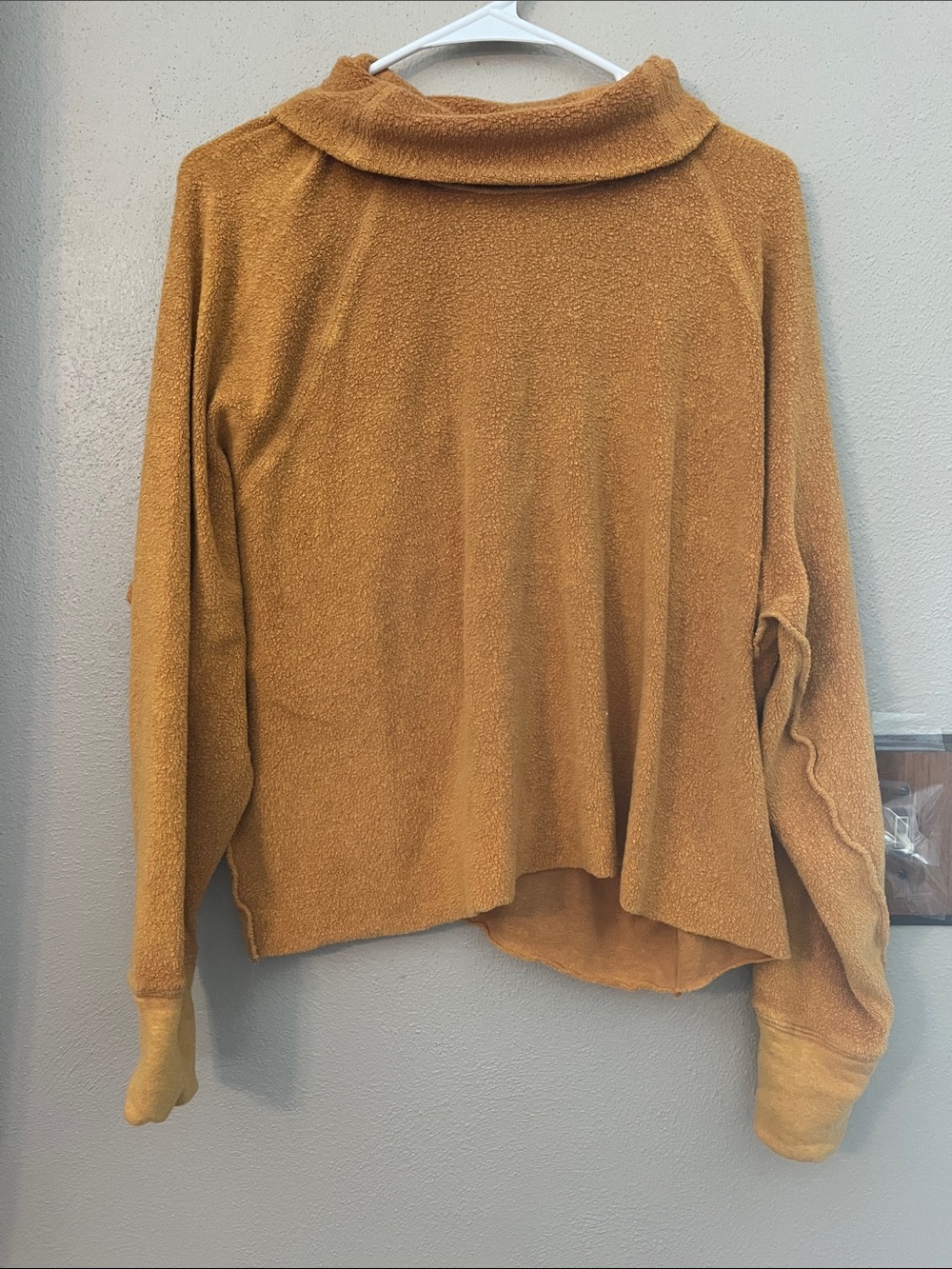 Free People Cozy Mustard Yellow Funnel-Neck Pullover Sweater